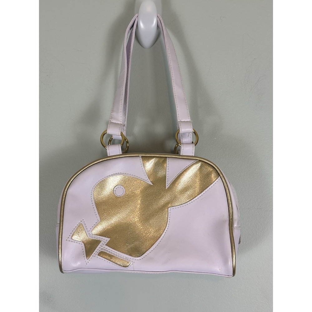 VTG Playboy Bunny Handbag Gold Logo Pink Lining Small Purse 90s Y2K Rare Retro